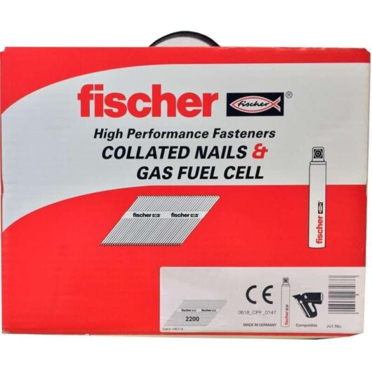 75mm Collated Ring Shank Nails & 2 Gas Fuel Cells Galv ( 2200) - Fischer