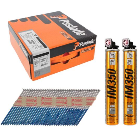 IM350+ Ring Shank Hot Dipped Galvanised Nails - 3.1 x 63mm (2200 Box + 2 Fuel Cells) - Paslode