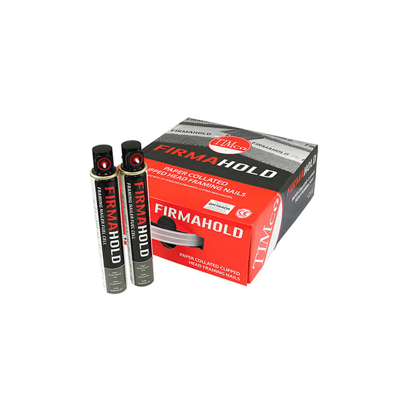Timco Firmahold Collated Clipped Head Plain Shank Firmagalv Nails & Fuel Cells - 3.1 x 90/2CFC