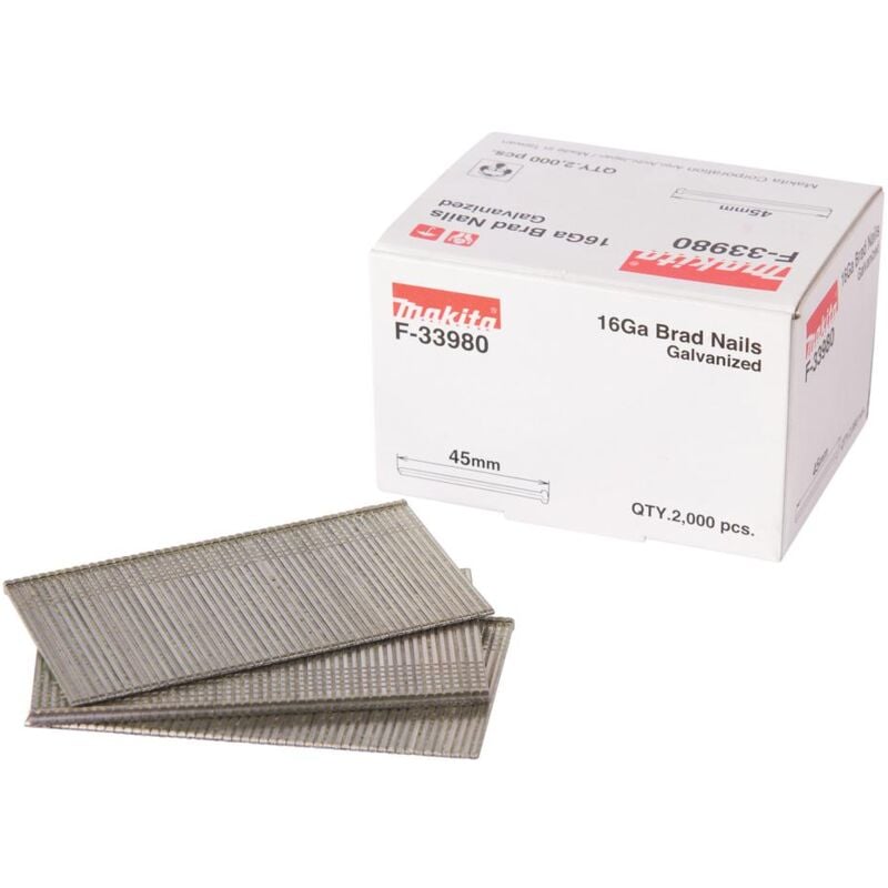 F-33980 16G x 45mm Galvanized Brad Nails 2000Pcs - Makita