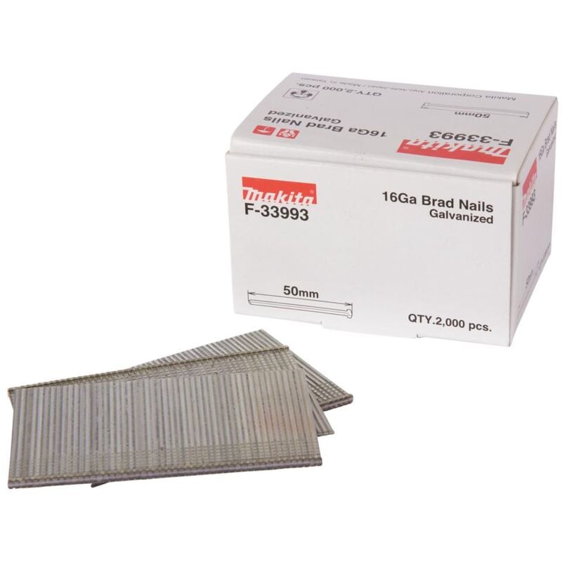 F-33993 16G x 50mm Galvanized Brad Nails 2000Pcs - Makita