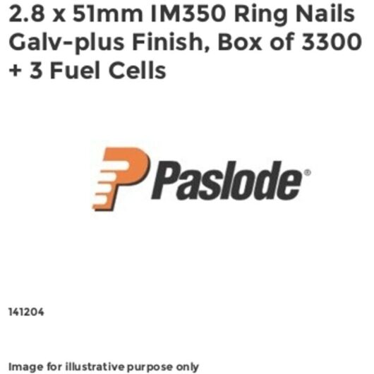 Paslode - Nail fuel Pack 51mm x 2.8mm rg Galv Plus qty 3,300