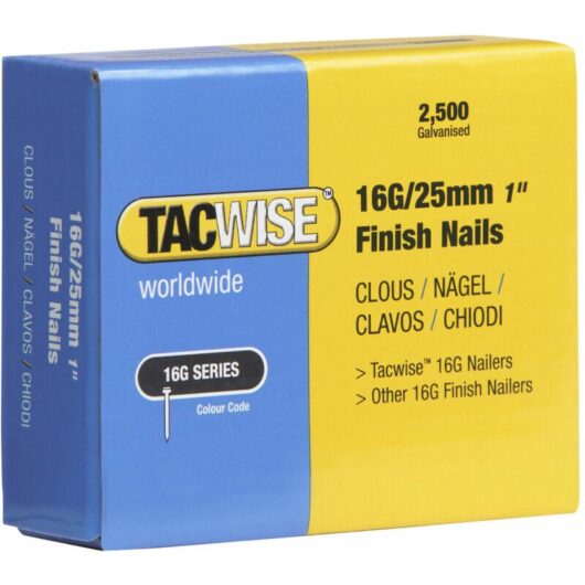 Tacwise - 16 Gauge Straight Finish Nails 25mm Pack 2500 TAC0666